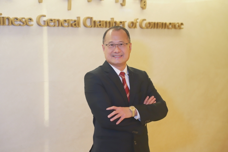 全國(guó)政協(xié)常委、香港中華總商會(huì)會(huì)長(zhǎng)蔡冠深。人民網(wǎng) 吳宇揚(yáng)揚(yáng) 攝