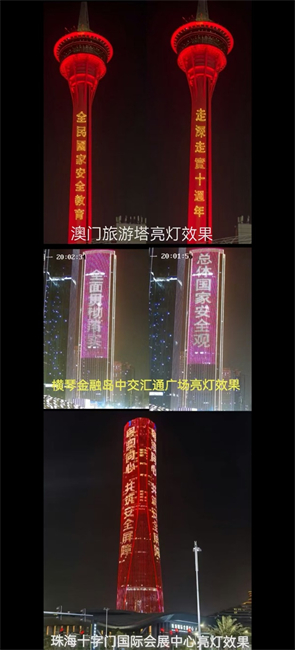 圖為澳琴珠三地同時點(diǎn)亮城市地標(biāo)。（主辦方供圖）